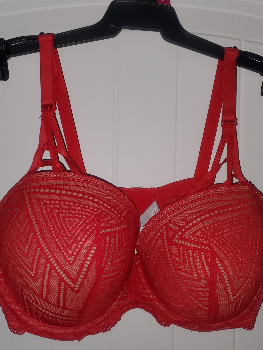 Adore Me Red Lace Strappy Underwire Bra